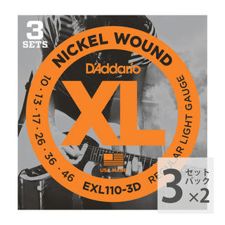 D'Addario ダダリオ 【3セットパック×2個】 D'Addario 10-46 EXL110-3D Regular Light エレキギター弦