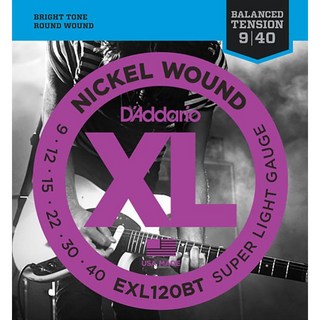 D'AddarioXL Nickel Electric Guitar Strings EXL120BT (Balanced Tension Super Light/09-40)