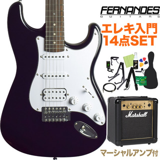 FERNANDESLE-1Z/L BLK SSH エレキギター 初心者14点セット 【マーシャルアンプ付き】