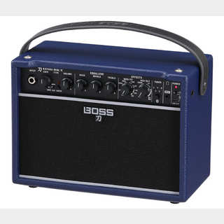 今人気のミニギター、色、ダークブルー BOSSより、人気のミニ・アンプ“KATANA-MINI X”のディープ・ブルー