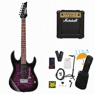 Ibanez GRX70QA-TVT Transparent Violet Sunburst GIO Series 入門用 豪華なキルトトップ  Marshall MG10アンプ付