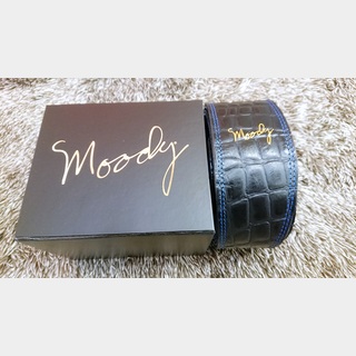 moody2.5" Faux Gator Leather Backed Guitar Strap - Black/Blue【未展示保管】