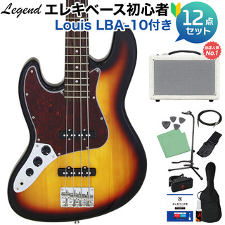 LEGENDLJB-Z/LH TT 3 Tone Sunburst ベース 初心者12点セット レフトハンド