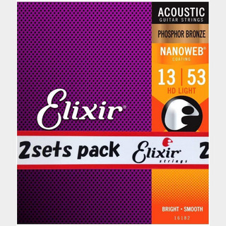 ElixirNANOWEB フォスファ―ブロンズ 13-53 HDライト 2セット #16182アコースティックギター弦 お買い得な2パック