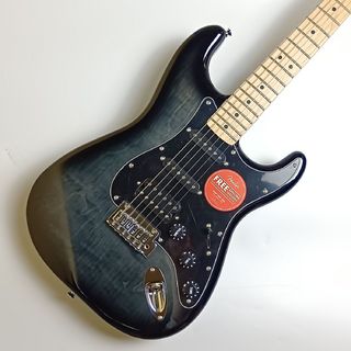 Squier by Fender 【現物画像】Affinity Stratocaster FMT HSS Maple Fingerboard Black Pickguard Black Burst エレキギター