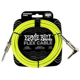 ERNIE BALL EB 6465 FLEX CABLE 10FT SA GR 10フィート（約3メートル） 片側Lプラグ グリーン ギターケーブル