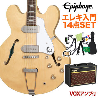 EpiphoneCasino Natural エレキギター 初心者14点セット【VOXアンプ付き】 フルアコ カジノ