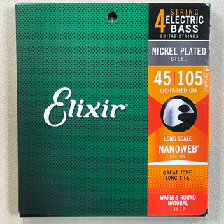Elixir #14077 Nickel Plated Steel NANO WEB Light/Medium 45-105【同梱可能】【ロングスケール】