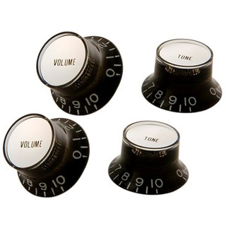 GibsonTop Hat Knobs with Inserts 4 pack (Black/Silver Metal Insert) [PRMK-010]