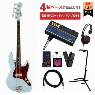 Fender Gold Foil Jazz Bass Ebony FB Sonic Blue VOXヘッドホンアンプ3付属エレキベース初心者セットR【WEBSHOP】