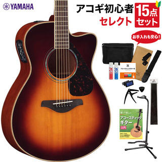 YAMAHA FSX825C BS アコースティックギター 教本・お手入れ用品付きセレクト15点セット 初心者セット エレアコ