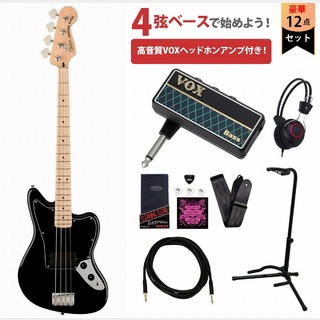 Squier by Fender Affinity Series Jaguar Bass H Maple FB Black PG Black VOXヘッドホンアンプ付属エレキベース初心者セッ