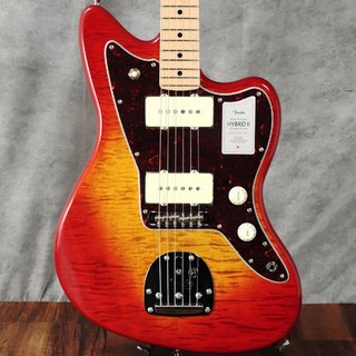 Fender 2024 Collection Made in Japan Hybrid II Jazzmaster Maple Fingerboard Flame Sunset Orange Transparent
