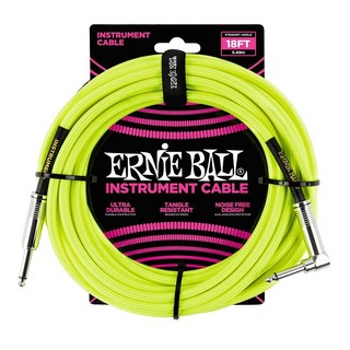 ERNIE BALL Braided Instrument Cable 18ft S/L (Neon Yellow) [#6085]