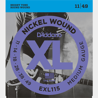 D'Addario XL NICKEL EXL115 Medium Blues / Jazz Rock【11-49/エレキギター弦】