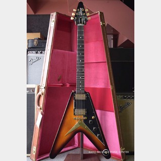 Gibson Custom Shop 1958 Korina Flying V Reissue VOS Vintage Sunburst -Black Pickguard-