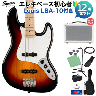 Squier by Fender Affinity Series Jazz Bass White Pickguard 3-Color Sunburst ベース 初心者12点セット