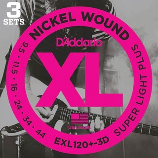 D'Addario XL Nickel EXL120+-3D (3 Pack/9.5-44)