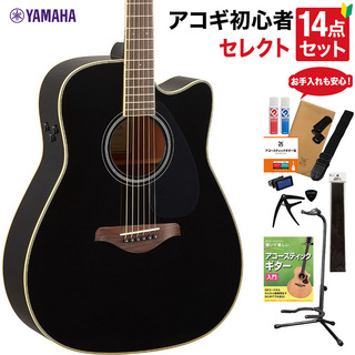 YAMAHA FGC-TA BL (ブラック) アコースティックギター 教本・お手入れ用品付きセレクト15点セット