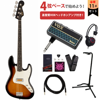 Fender Gold Foil Jazz Bass Ebony Fingerboard 2-Color Sunburst VOXヘッドホンアンプ付属エレキベース初心者セッ