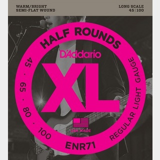 D'Addario ENR71 XL HALF ROUNDS SEMI-FLAT WOUND Bass Strings 45-100 Long Scale 【渋谷店】