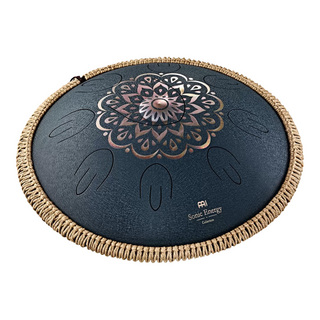 MEINL Sonic Energy Octave Steel Tongue Drum 16", D Amara, Lasered Floral Design, Navy Blue [OSTD2NBE]