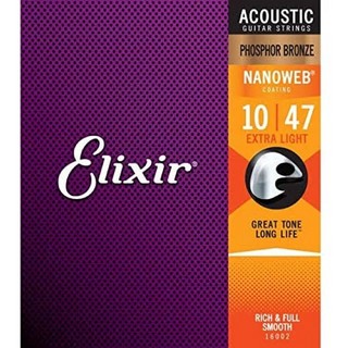 Elixir #16002 アコースティックギター弦 NANOWEB フォスファーブロンズ Extra Light