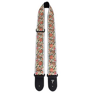 Perri's WHITE WITH FLORAL TRAIL JACQUARD GUITAR STRAP [TWS-7584]