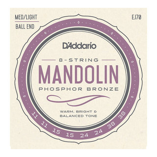 D'Addarioダダリオ EJ70 Phosphor Bronze Mandolin Strings Ball End Medium/Light 11-38 マンドリン弦