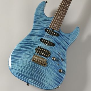 T's Guitars DST-22 5A Exotic Flame | Trans Blue