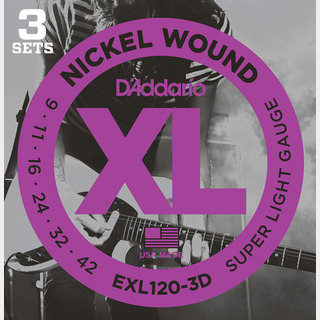 D'AddarioXL NICKEL EXL120-3D Super Light【09-42/エレキギター弦/3セット】