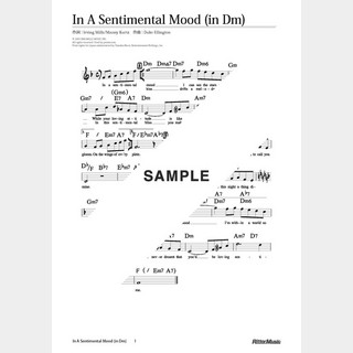 楽譜In A Sentimental Mood（in Dm／原曲キー）