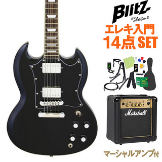 BLITZ BY ARIAPROII BSG-STD BK エレキギター初心者14点セット【マーシャルアンプ付き】 SGタイプ ブラック