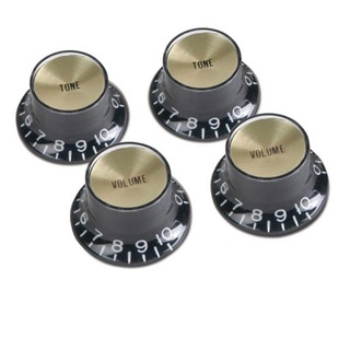 Gibson ギブソン PRMK-020 Top Hat Style Knobs Black W/ Gold Metal Insert ノブ