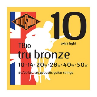 ROTOSOUND TB10 Tru Bronze Extra Light 10-50 アコースティックギター弦×3セット
