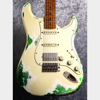 Xotic XSC-2 Master Grade Flame Maple Neck Heavy Aged ~Vintage White over Green Paisley ~ #3200