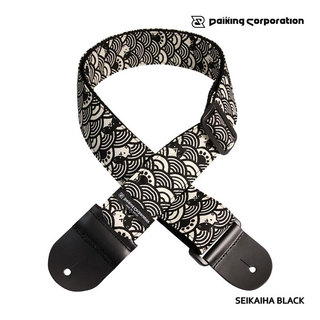 Daiking Corporationギターストラップ 青海波 猫黒 SEIKAIHA BLACK ダイキング