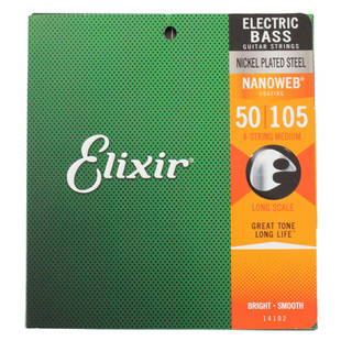 Elixir エリクサー 14102 NANOWEB 4-String Medium Long Scale エレキベース弦 ×2セット