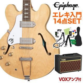 Epiphone Casino Lefthand Natural エレキギター 初心者14点セット【VOXアンプ付き】 フルアコ カジノ レフトハンド
