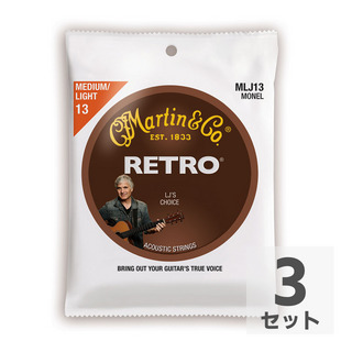 Martin MLJ13 Retro Acoustic Monel Nickel Medium Light LJ's Choice アコースティックギター弦×3セット