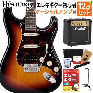 HISTORYHST/SSH-Standard 3TS 初心者セット マーシャルアンプ付 ストラトキャスタータイプ