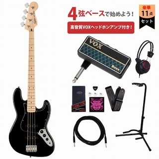 Squier by Fender Affinity Series Jazz Bass Black,Maple VOXヘッドホンアンプ付属エレキベース初心者セット【WEBSHOP】