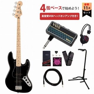 Squier by FenderAffinity Series Jazz Bass Black,Maple VOXヘッドホンアンプ付属エレキベース初心者セット【WEBSHOP】