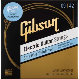 Gibson SEG-BWR9 Brite Wire Reinforced Electric Guitar Strings Ultra-Light (.09-.042) ギブソン エレキギター