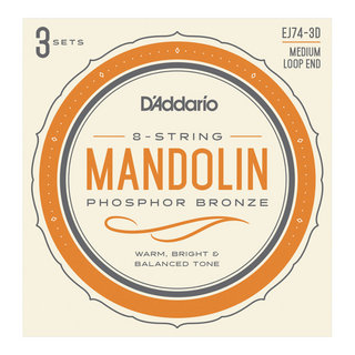 D'Addario ダダリオ EJ74-3D Mandolin Strings Phosphor Bronze Medium 11-40 マンドリン弦 3セット