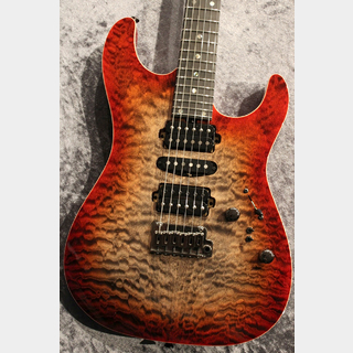 Red House CTM Piccola S HSH 5A Quilt Top Mahogany/Ebony Dark Red Burst【漆黒指板】【現地選定個体】