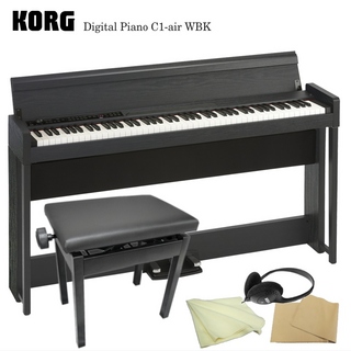 KORG【Bluetooth対応】コルグ 電子ピアノ C1-air ウッデンブラック「角形ピアノ椅子付」KORG C1-air WBK