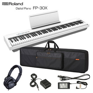 Roland 電子ピアノ FP-30X ホワイト 88鍵デジタルピアノ「本体ケース/ヘッドフォン」セット ローランド