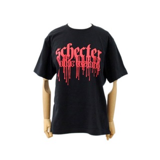 SCHECTER シェクター 垂れ文字赤ロゴ 半袖 Tシャツ Black Sサイズ