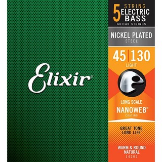 Elixir Nickel Plated Steel Bass Strings with ultra-thin NANOWEB Coating (5string-Light Long Scale 045-13...